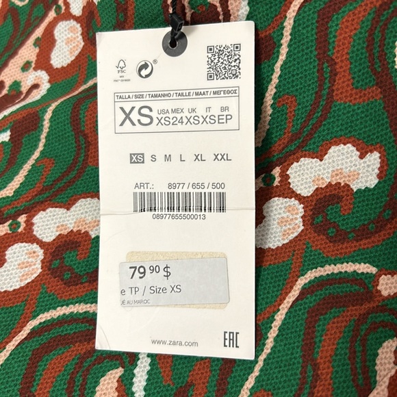 Long-Sleeve Patterned Maxi Dress with High Neck by Zara - Picture 4 of 4